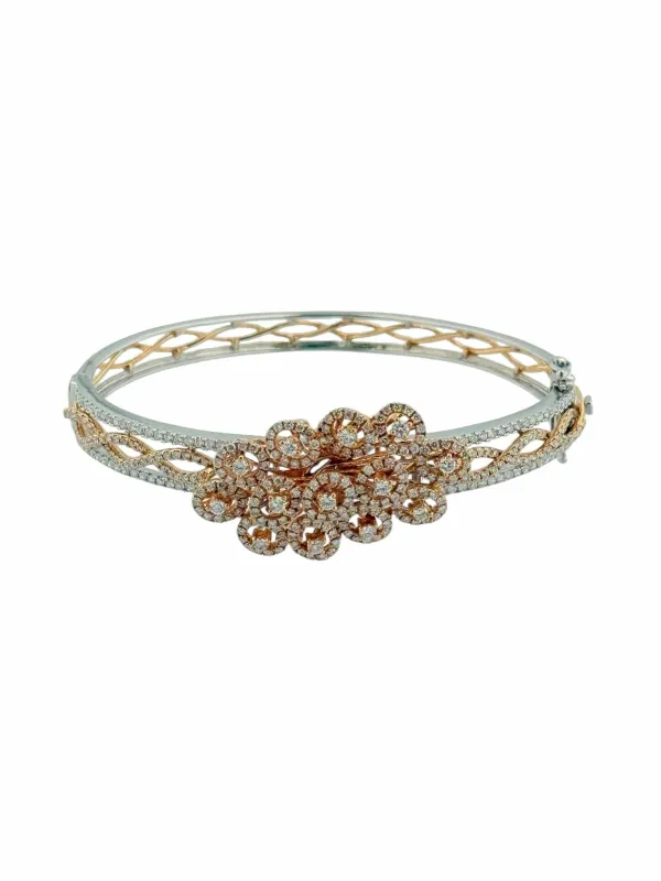 Bracelet français or blanc et or rose, diamants naturels sold by 58 Facettes