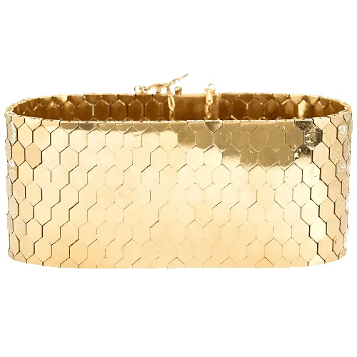 Bracelet manchette en or jaune à maille nid d'abeille sold by 58 Facettes