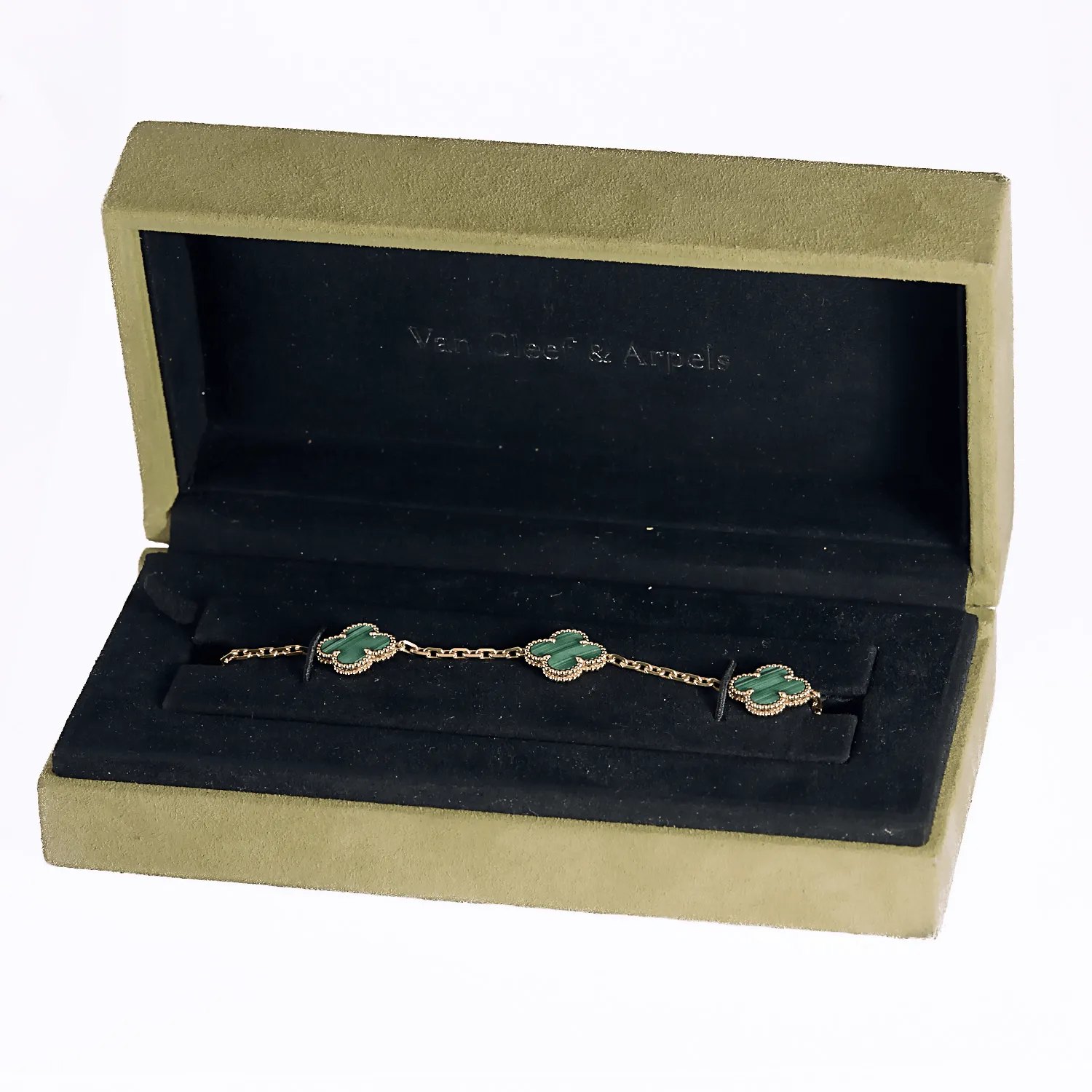 Van Cleef & Arpels Bracelet Vintage Alhambra 5 motifs en or jaune et malachite sold by 58 Facettes product image thumbnail 3