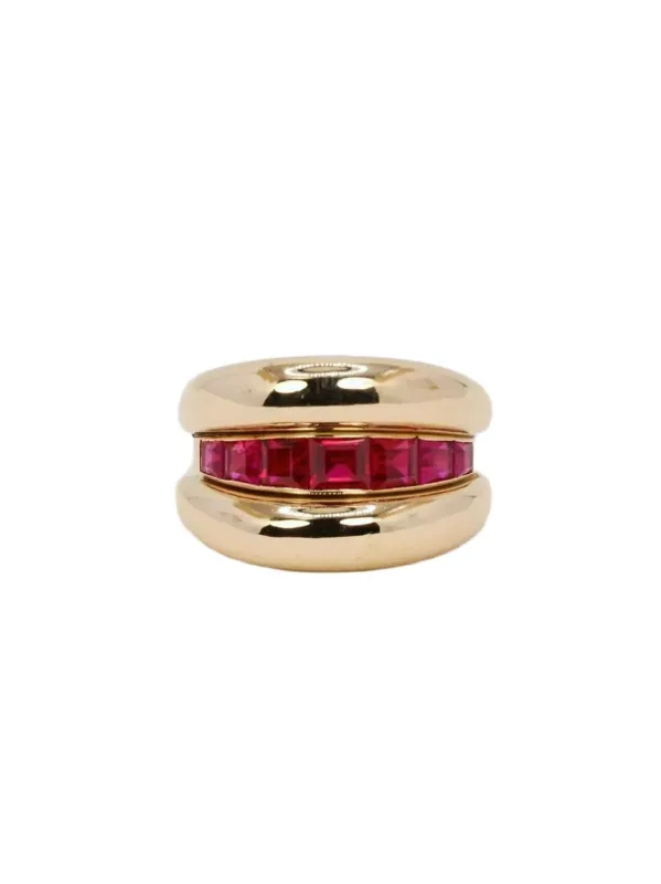 Bague jonc or jaune rubis calibrés sold by 58 Facettes