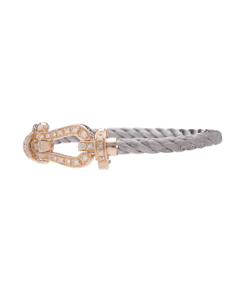 Bracelet mousqueton en or rose 18K, acier et diamants sold by 58 Facettes product image thumbnail 3