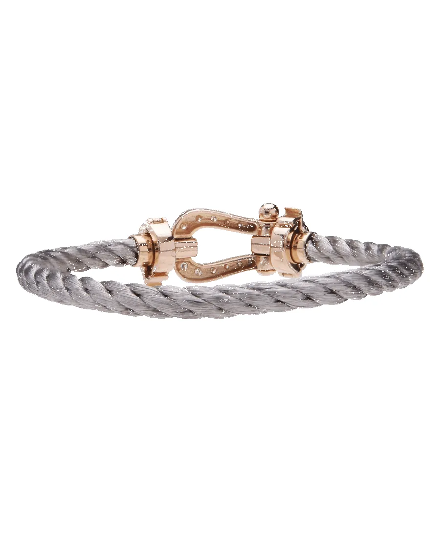 Bracelet mousqueton en or rose 18K, acier et diamants sold by 58 Facettes product image thumbnail 2