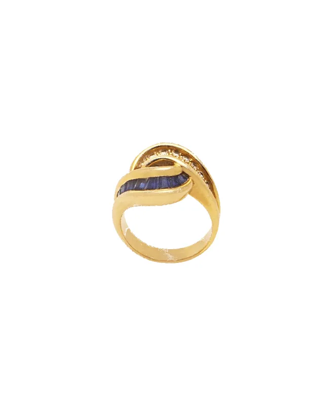 Bague Or jaune 18K Diamant Saphir sold by 58 Facettes