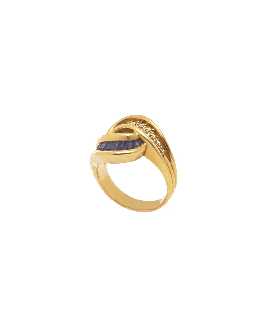 Bague Or jaune 18K Diamant Saphir sold by 58 Facettes product image thumbnail 2
