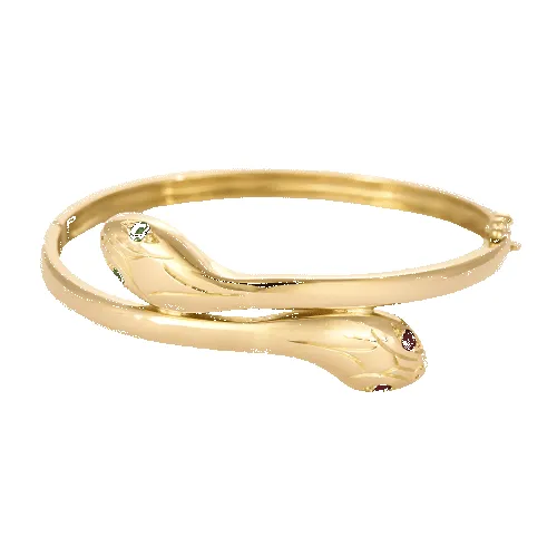 Bracelet "Serpent" en or jaune, rubis et émeraudes sold by 58 Facettes