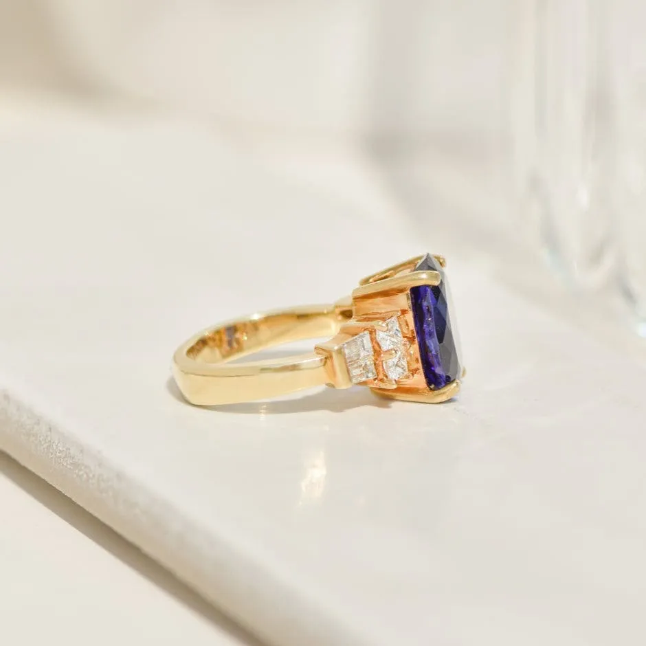 Bague cocktail vintage exclusive en or jaune 18 carats avec tanzanite et diamants sold by 58 Facettes product image thumbnail 4