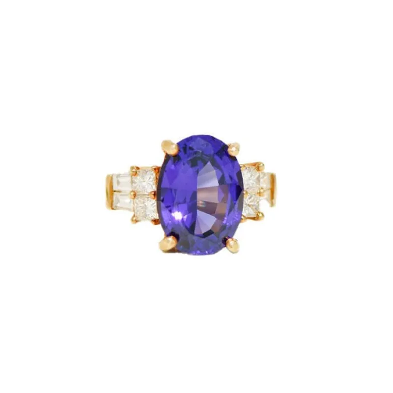 Bague cocktail vintage exclusive en or jaune 18 carats avec tanzanite et diamants sold by 58 Facettes