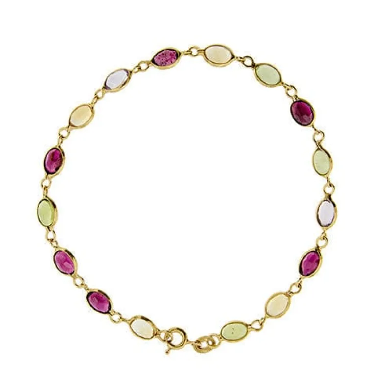 Bracelet en or jaune orné de pierres colorées sold by 58 Facettes