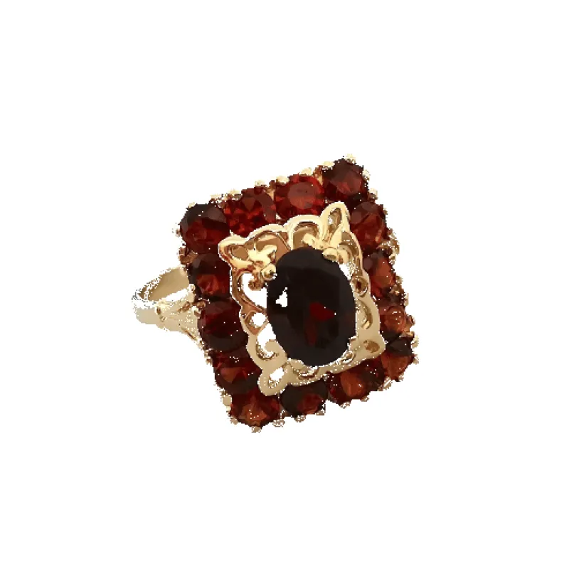 Bague or jaune grenats sold by 58 Facettes
