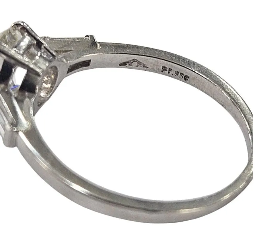 Bague Art déco ancienne en platine 950 avec diamants sold by 58 Facettes product image thumbnail 3