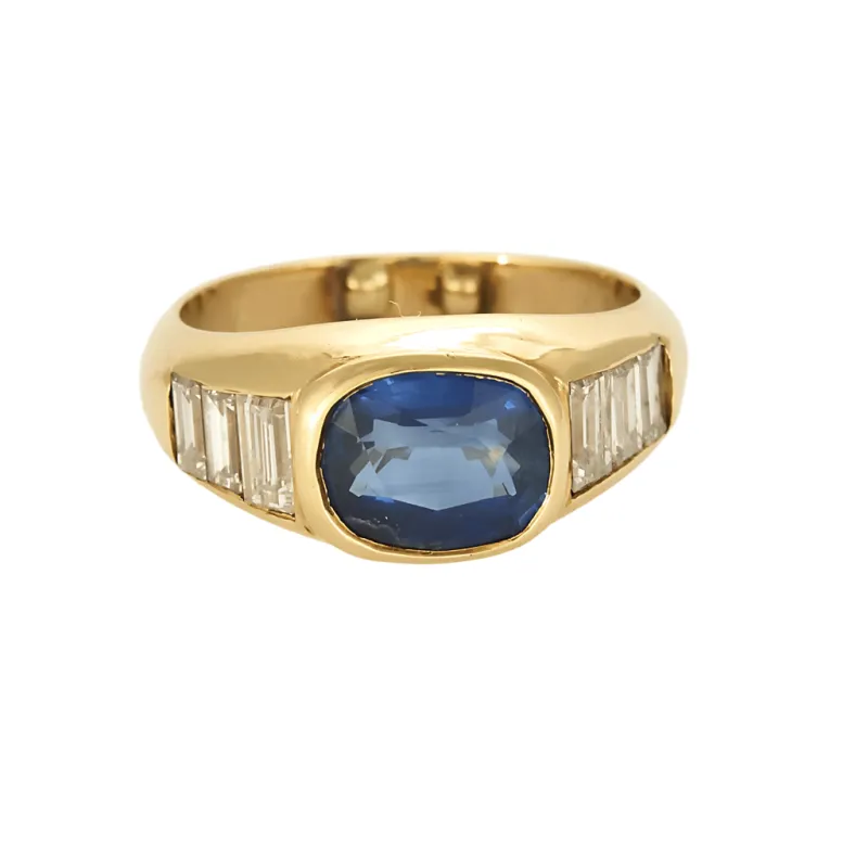 Bague jonc saphir et diamants sold by 58 Facettes