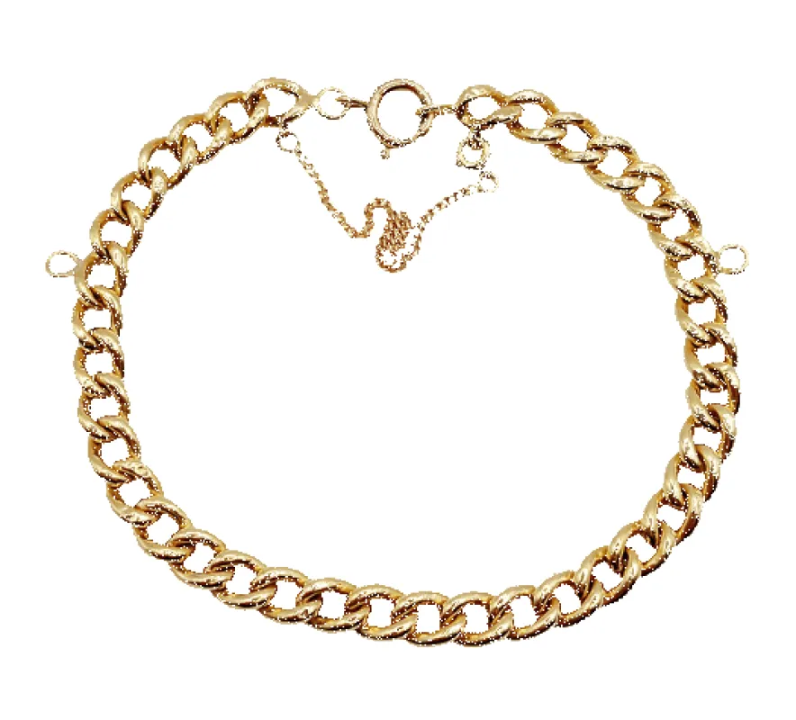Bracelet vintage or jaune maille gourmette et 2 anneaux pour charm sold by 58 Facettes