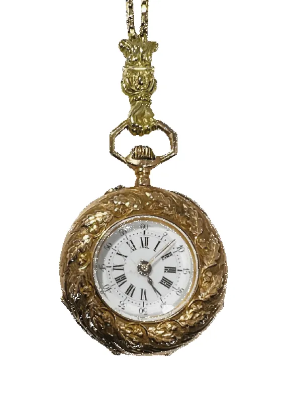 Montre de col émaillé et sa chaîne en or jaune sold by 58 Facettes