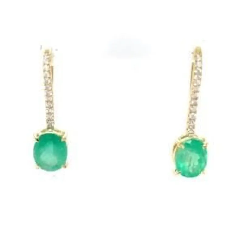 Boucles d'oreilles en or jaune avec émeraude et diamant sold by 58 Facettes