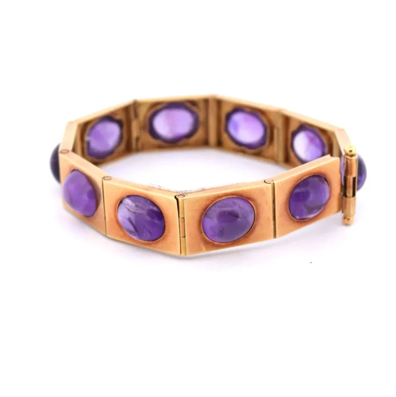 Bracelet vintage en or jaune avec améthystes sold by 58 Facettes