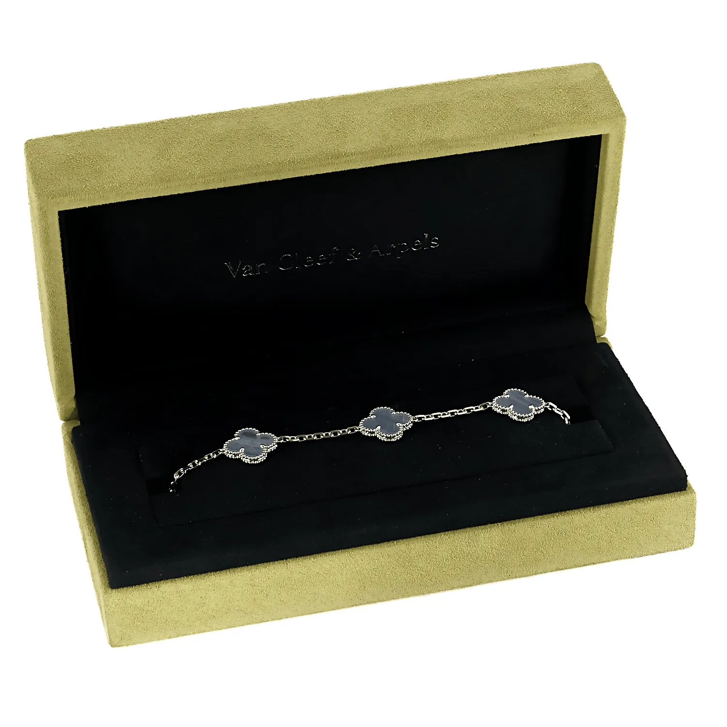 Van Cleef &Arpels -Vintage Alhambra- Bracelet en or gris et calcédoine sold by 58 Facettes product image thumbnail 3