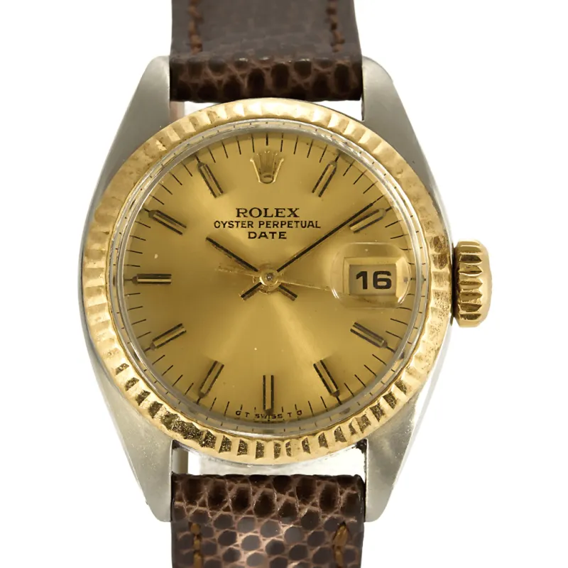 ROLEX - Oyster Perpetual Date - Montre en acier et plaqué or jaune sold by 58 Facettes