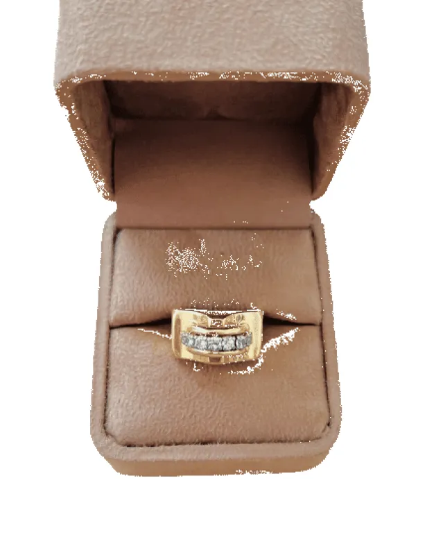 Bague Tank en or jaune et or rose et diamants taille ancienne sold by 58 Facettes