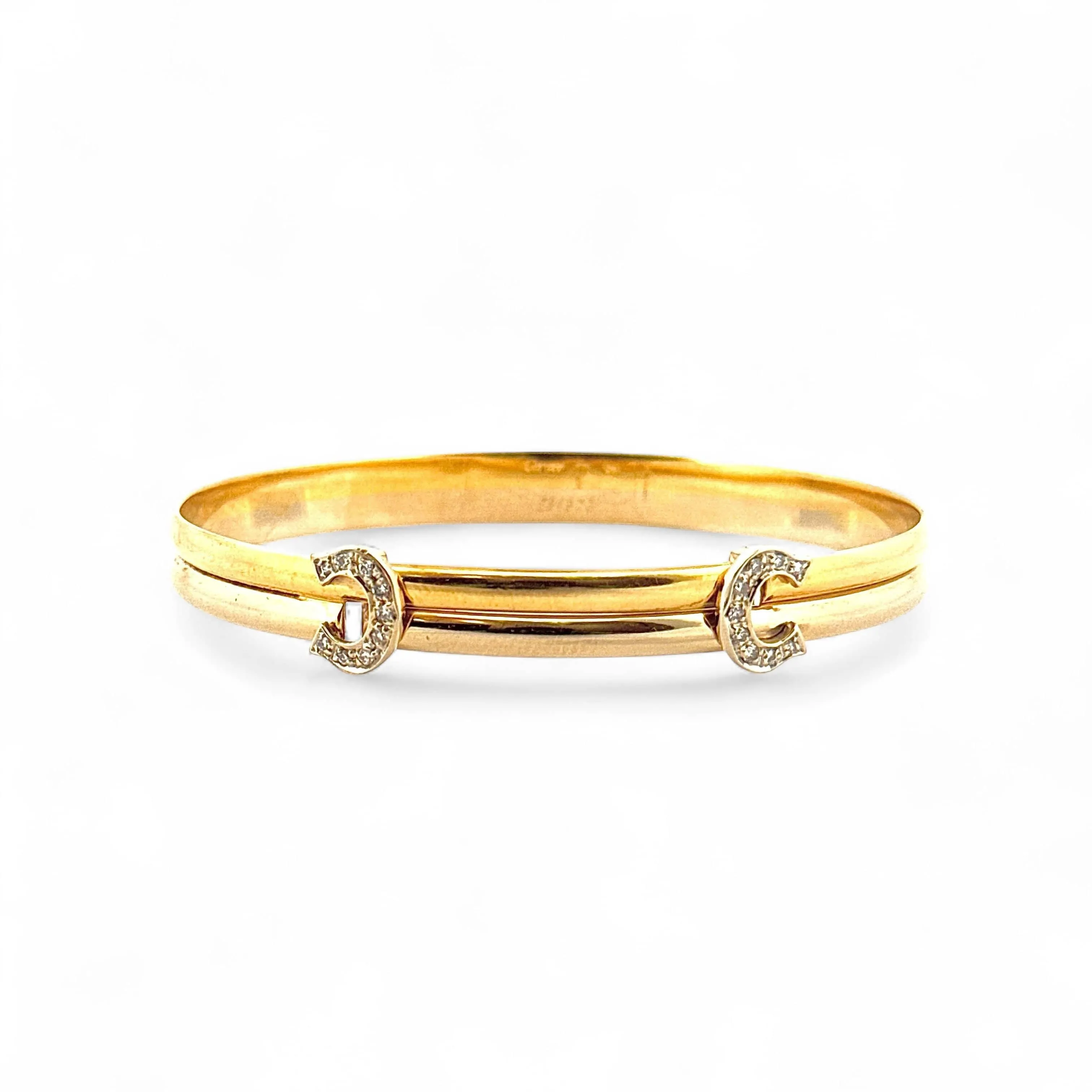 Bracelet jonc double C 2 ors et diamants sold by 58 Facettes product image thumbnail 3