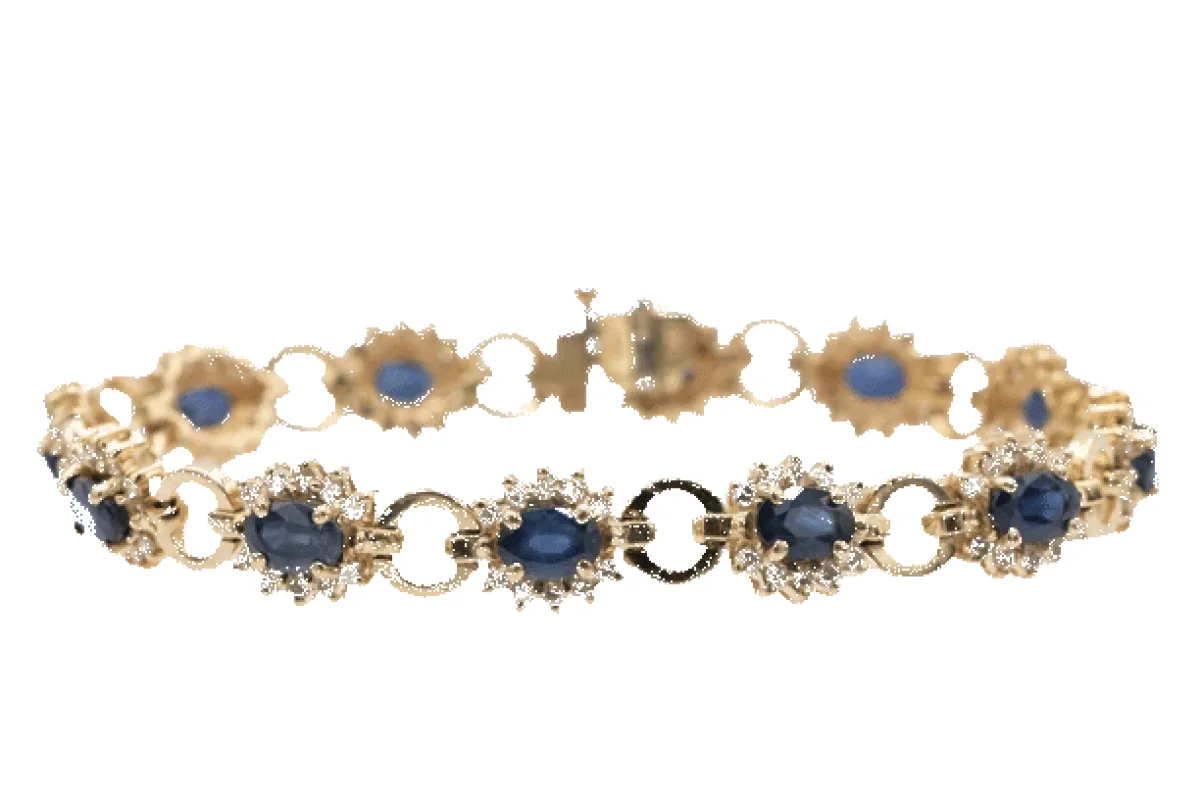 Bracelet exclusif en or jaune 14k avec saphirs et diamants sold by 58 Facettes