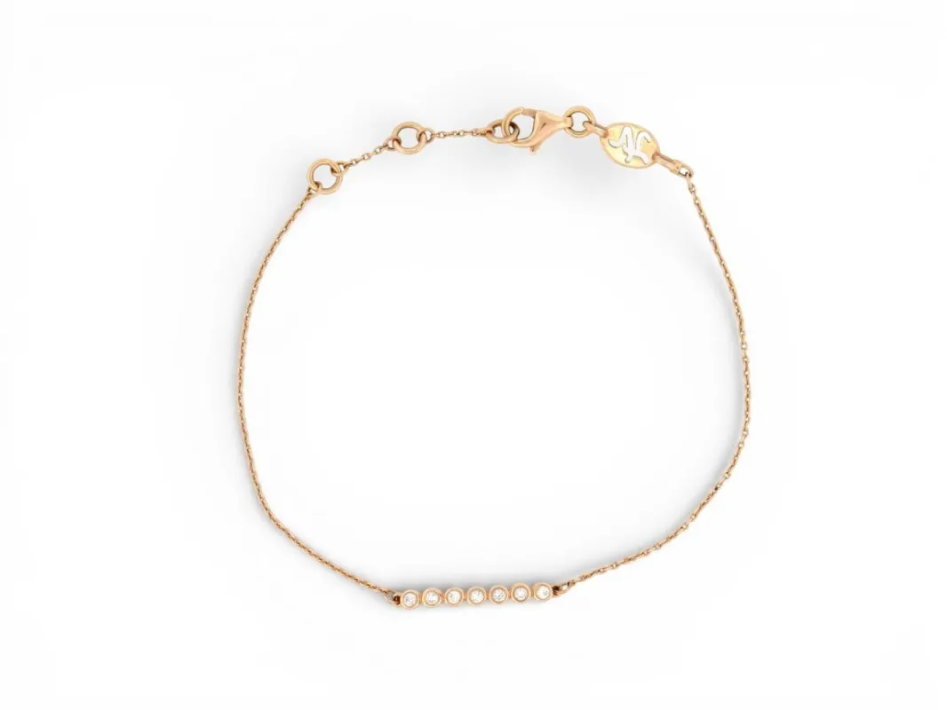 bracelet VANESSA TUGENDHAFT 7 diamants 0.1ct prince3 17cm or rose 18k made by 58 Facettes
