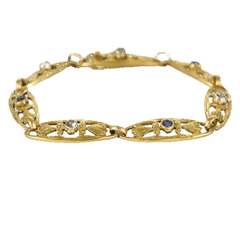 Bracelet en Or jaune, diamants et saphirs sold by 58 Facettes