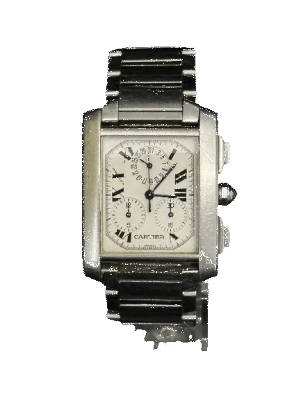 CARTIER - Montre Tank Française Chronoflex - Réf. 2303 - Chronographe - Bracelet Cartier - Vintage sold by 58 Facettes