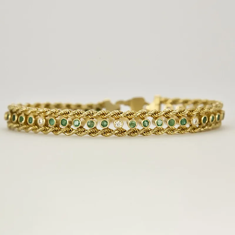 Elegant Bracelet en or jaune, diamants et émeraudes sold by 58 Facettes