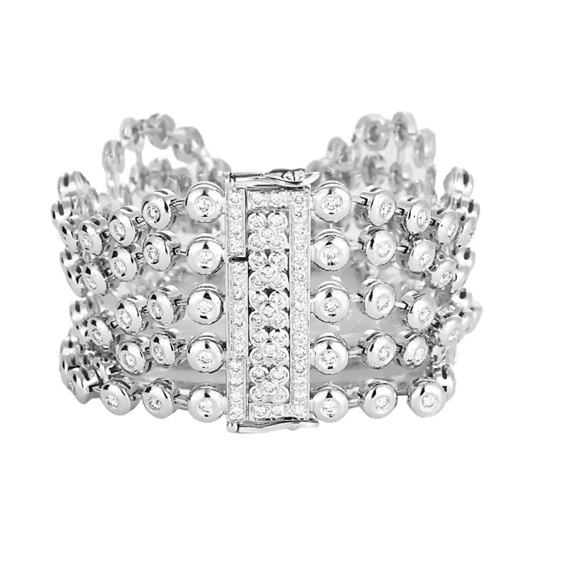 Bracelet ruban en or gris et diamants sold by 58 Facettes