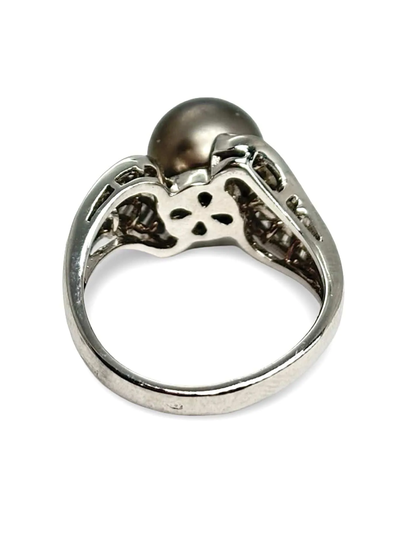 Bague en or blanc 18K avec perle de Tahiti et diamants 0,60 ct sold by 58 Facettes product image thumbnail 5