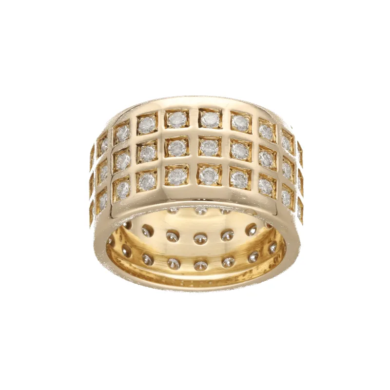 Bague bandeau diamants en or jaune 18k 1,50 ct H-VS made by 58 Facettes