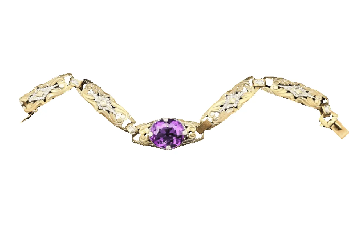 Bracelet Princesse de la Nuit en or et argent avec une améthyste de 11,50 ct sold by 58 Facettes