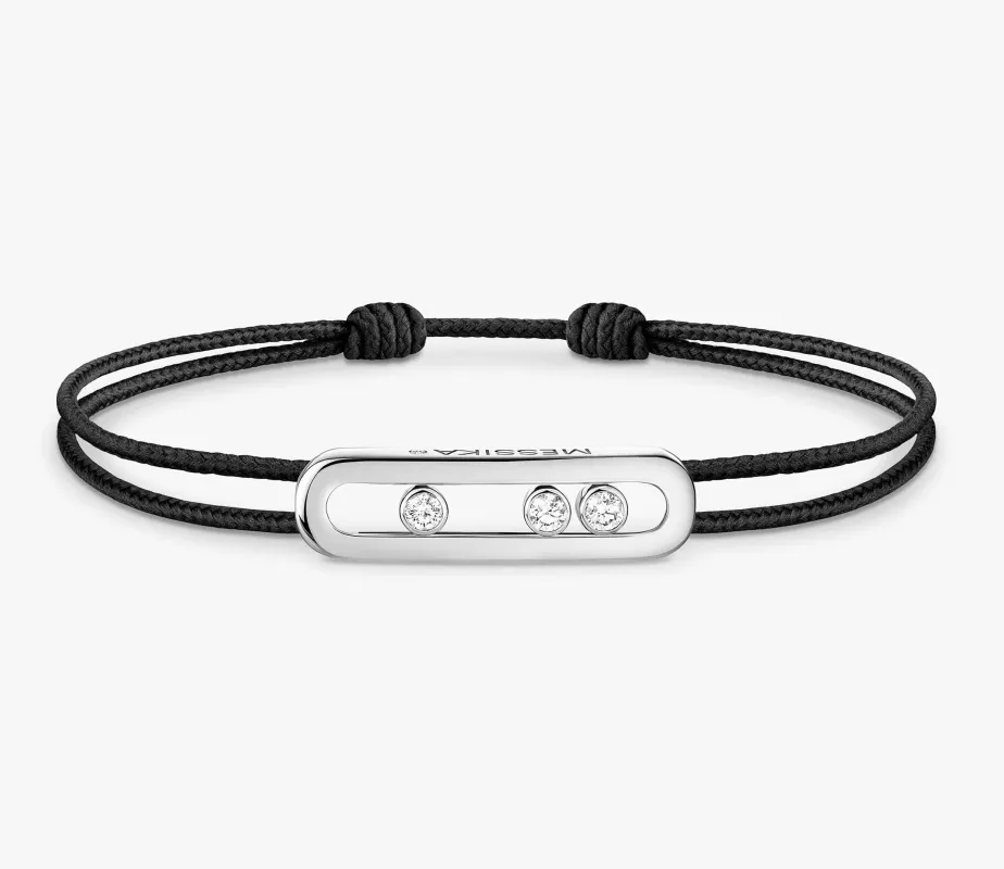 Bracelet Messika en or blanc 18 carats serti de diamants sur cordon noir sold by 58 Facettes