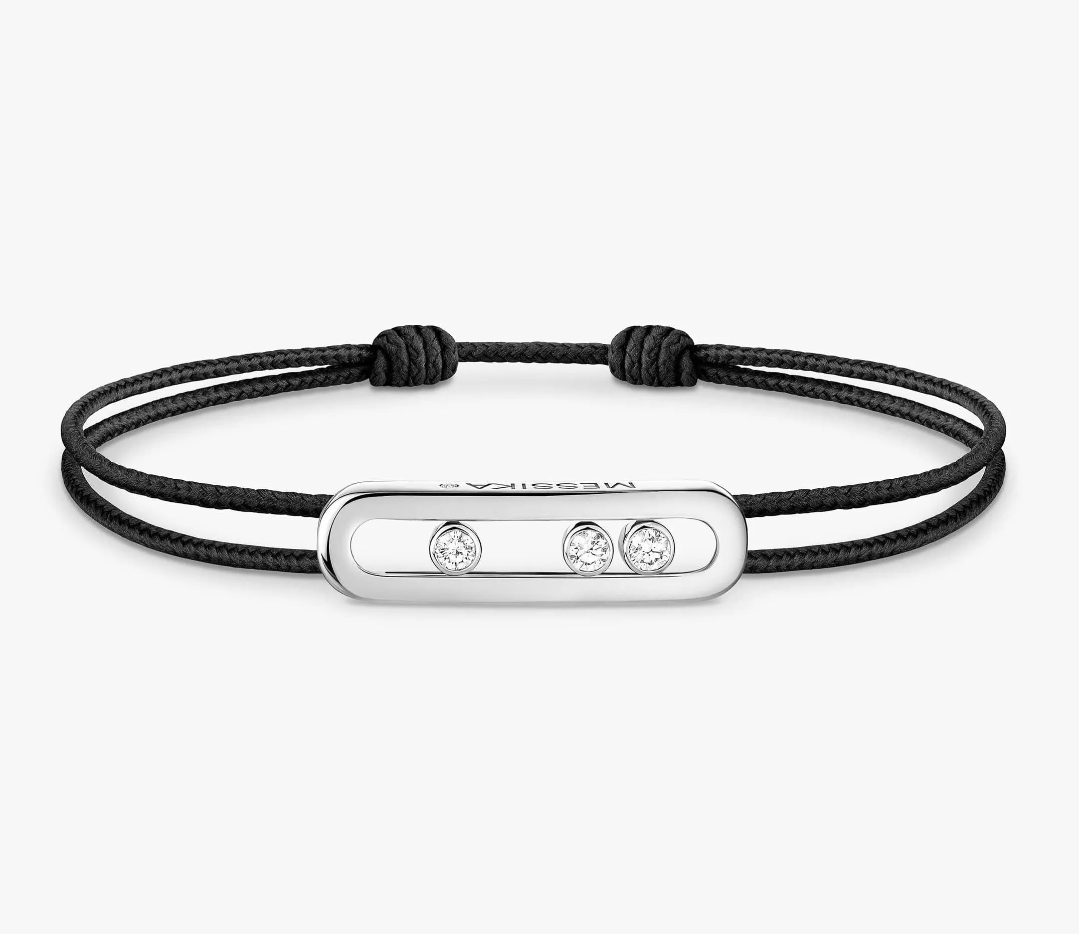 Bracelet Messika en or blanc 18 carats serti de diamants sur cordon noir sold by 58 Facettes