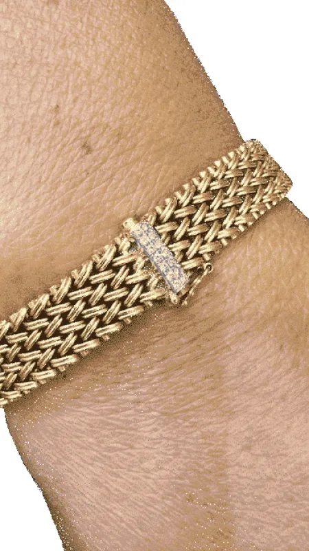 Bracelet ancien en or jaune 18 carats et diamants sold by 58 Facettes