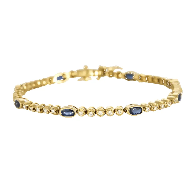 Bracelet articulé en or jaune 18k et diamants, saphirs sold by 58 Facettes