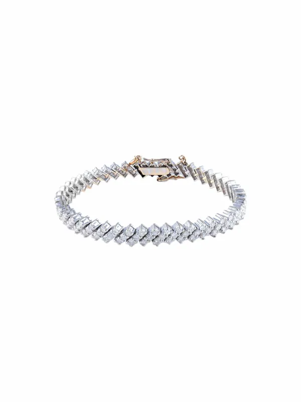 Bracelet 47 baguettes en or blanc 18 carats et diamants made by 58 Facettes
