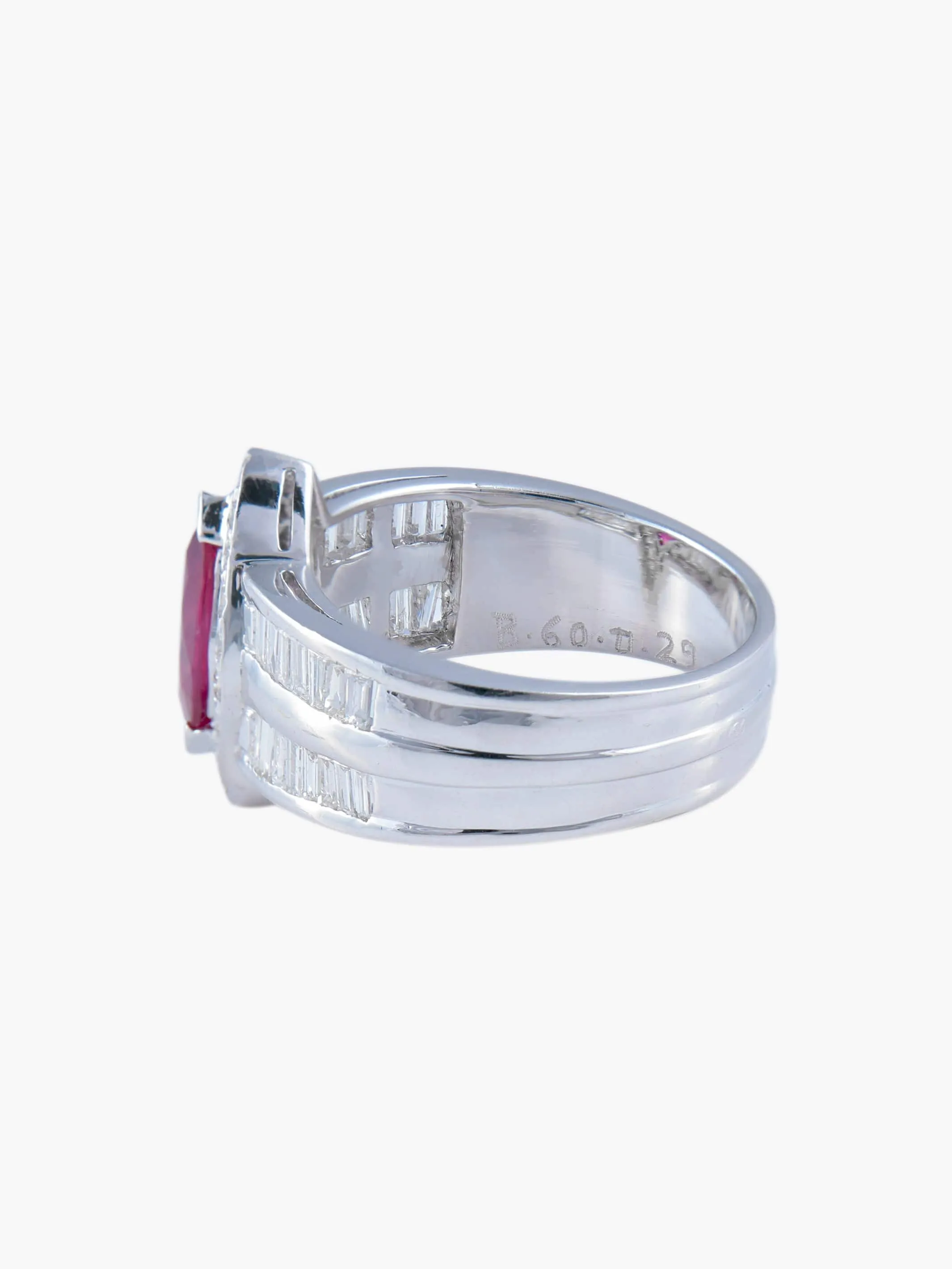 Bague marquise rubis et diamants en or blanc 750 sold by 58 Facettes product image thumbnail 4