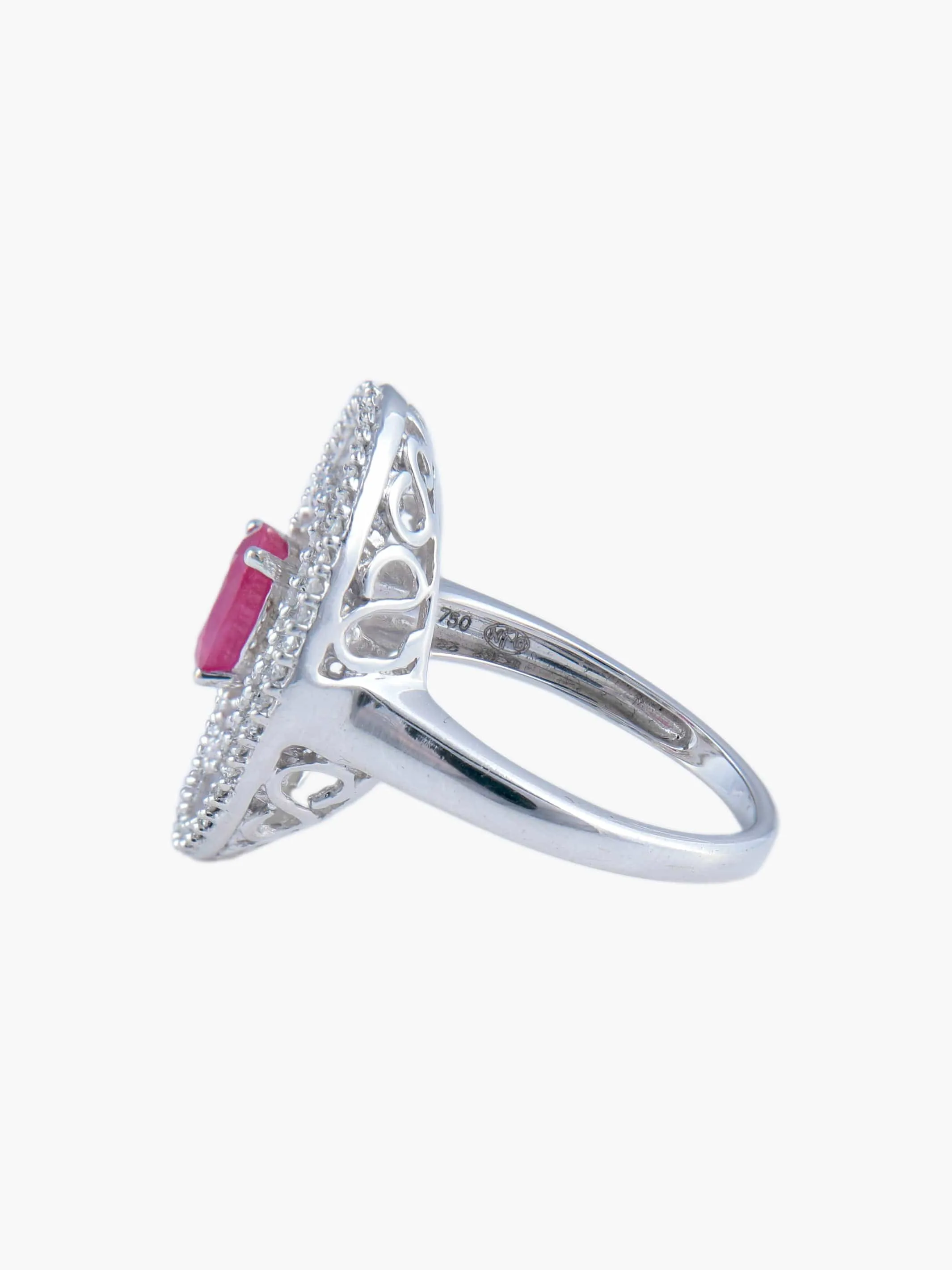 Bague rubis et diamants en or blanc 750 sold by 58 Facettes product image thumbnail 5