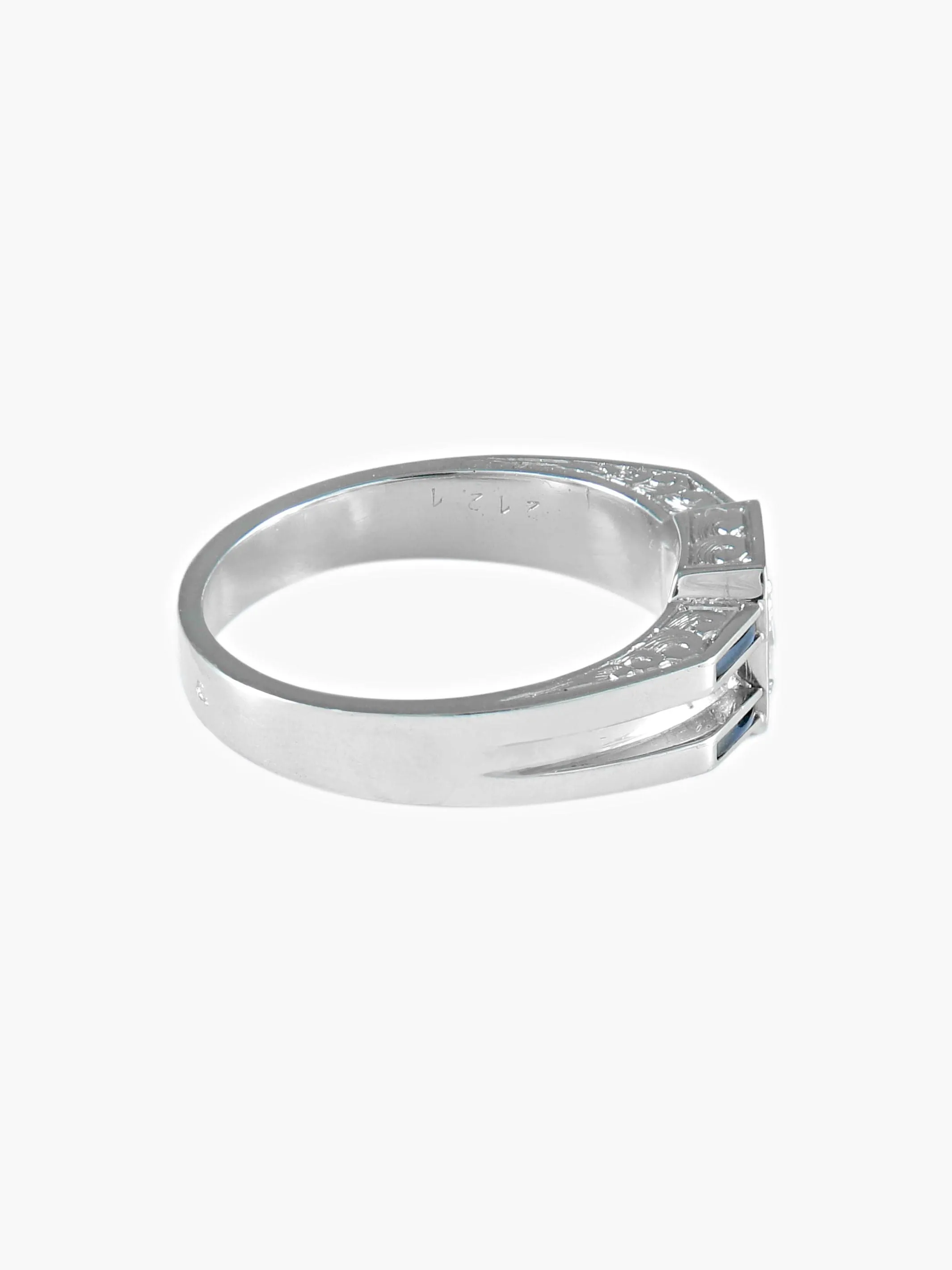 Bague solitaire en or blanc 750 avec diamant et saphirs sold by 58 Facettes product image thumbnail 5