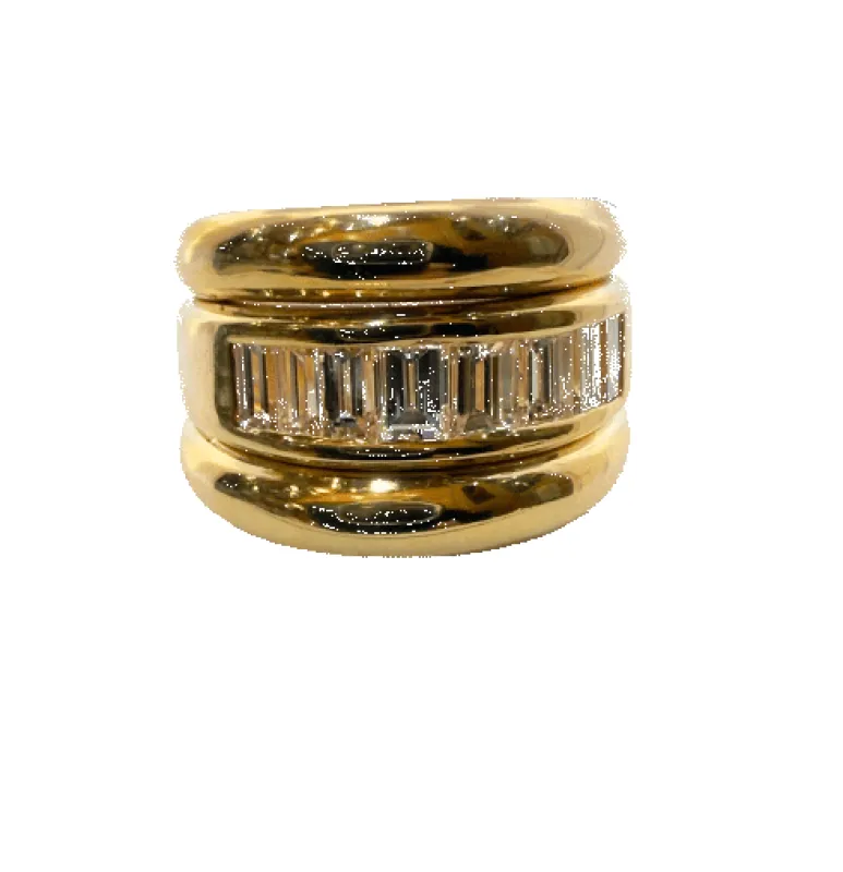 Bague en or jaune 18 carats et diamants baguettes sold by 58 Facettes