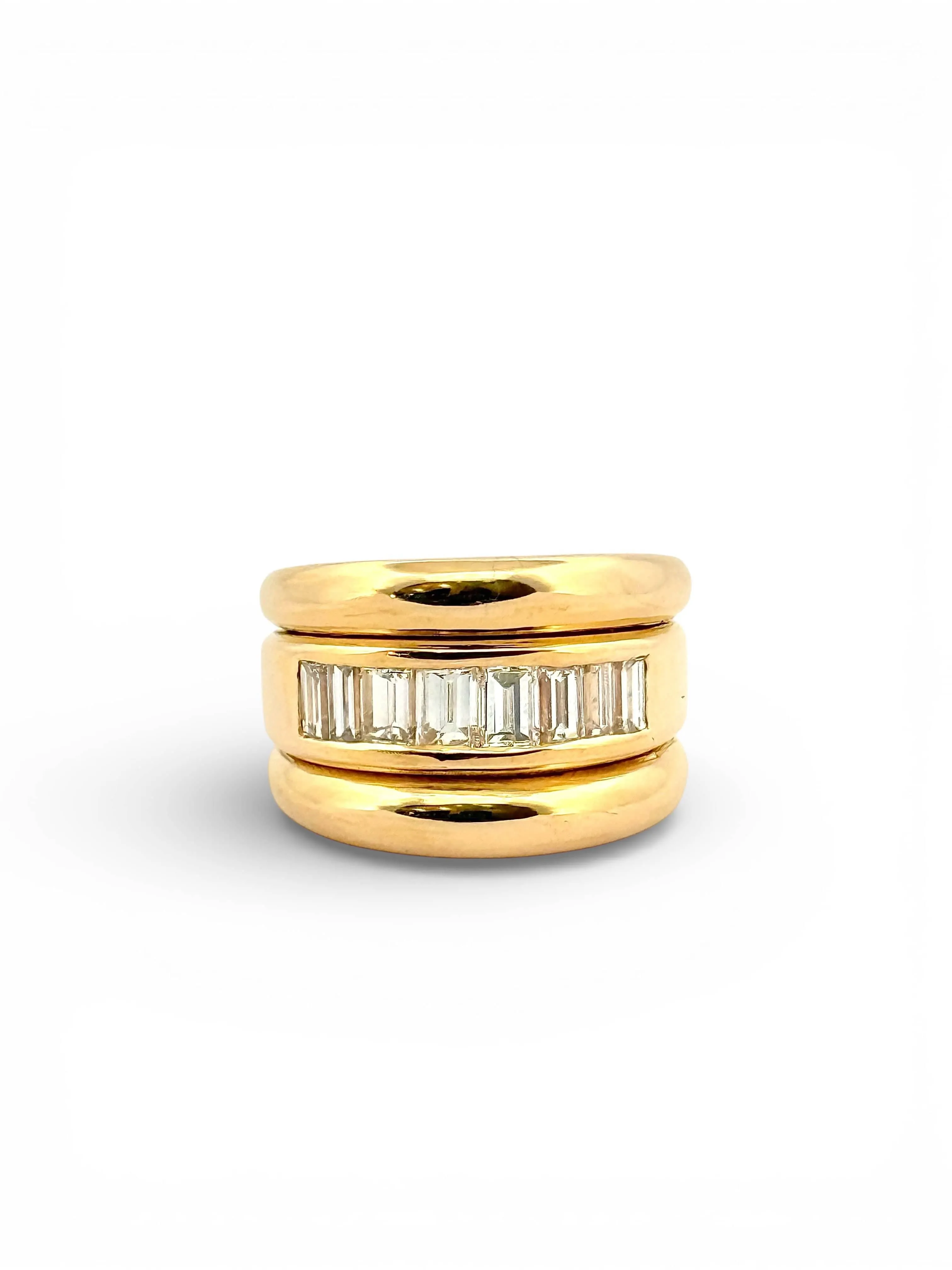 Bague en or jaune 18 carats et diamants baguettes sold by 58 Facettes product image thumbnail 2