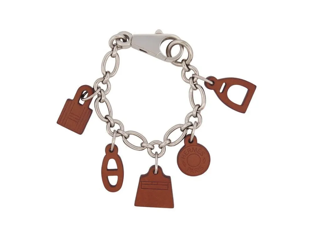 bracelet HERMES olga amulette a01032 18 cuir barenia acier sold by 58 Facettes