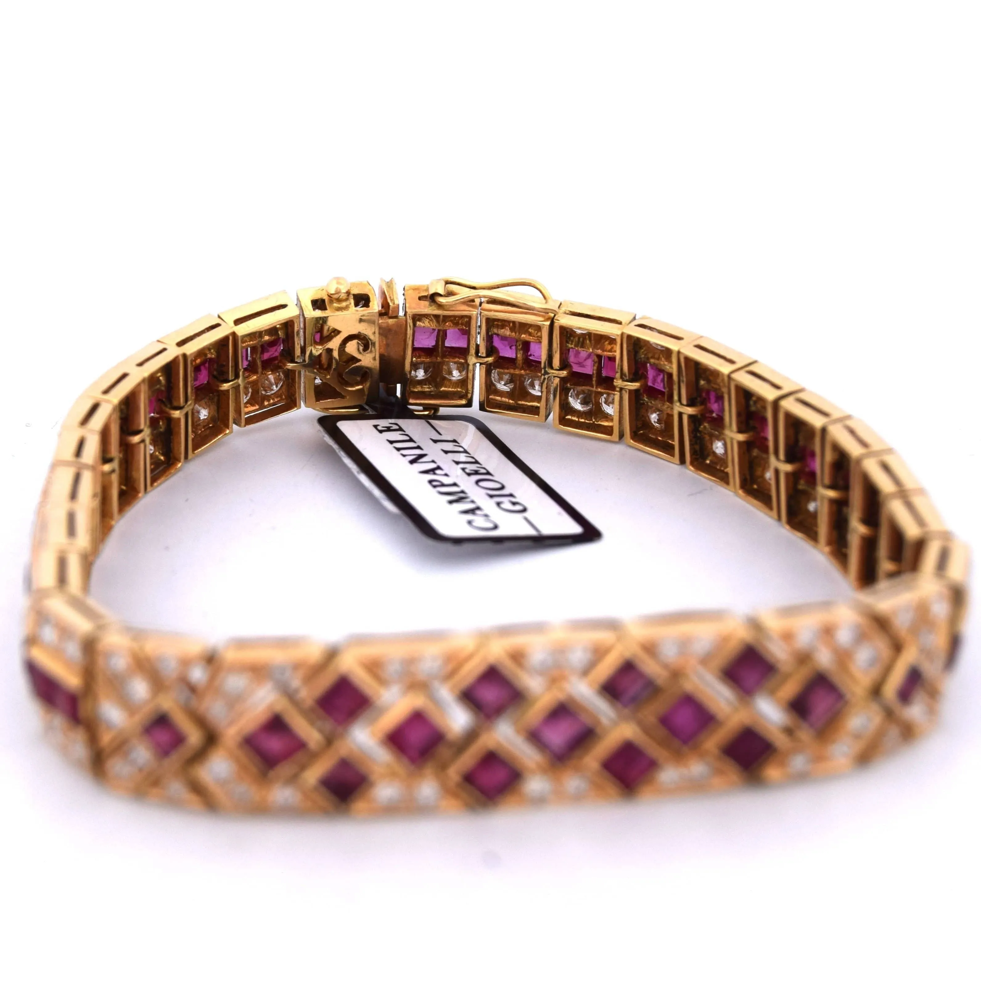 Bracelet vintage en or jaune 18 carats avec rubis et diamants sold by 58 Facettes product image thumbnail 3