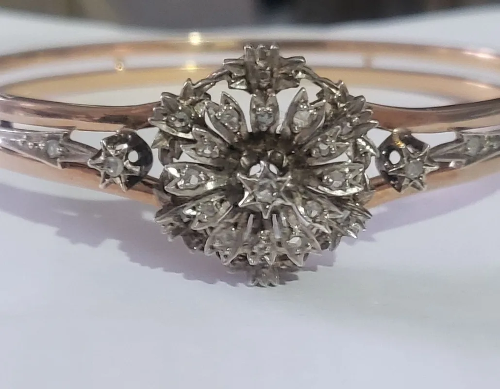 Bracelet Napoléon III en or rose serti de diamants made by 58 Facettes