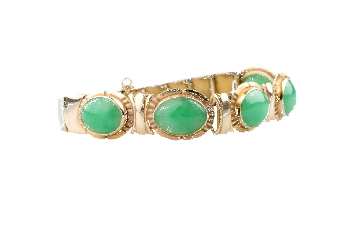 Bracelet vintage articulé en jade en or jaune 14K made by 58 Facettes