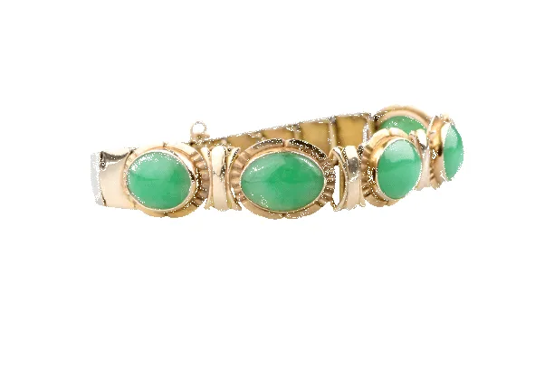 Bracelet vintage articulé en jade en or jaune 14K sold by 58 Facettes