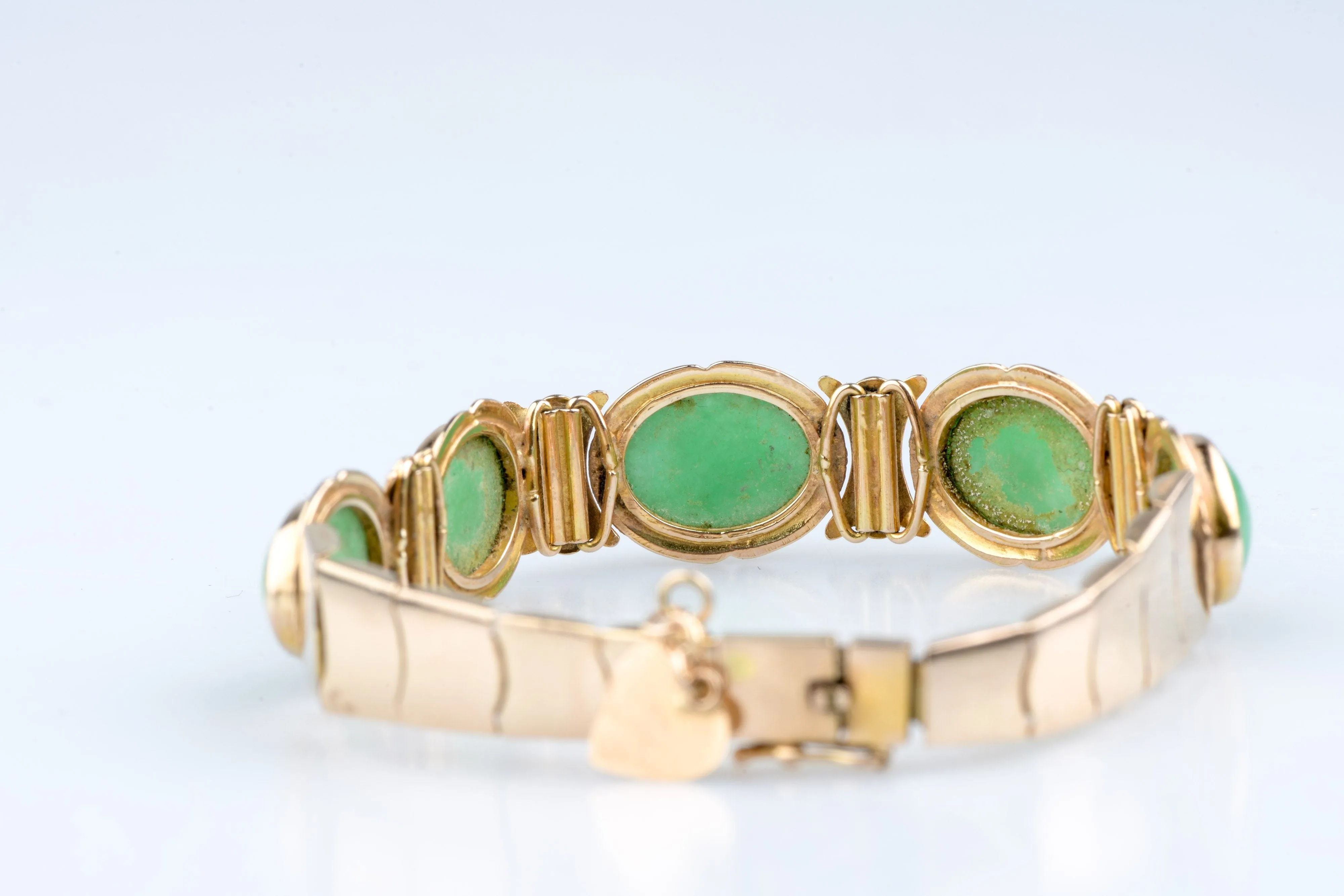 Bracelet vintage articulé en jade en or jaune 14K sold by 58 Facettes product image thumbnail 2