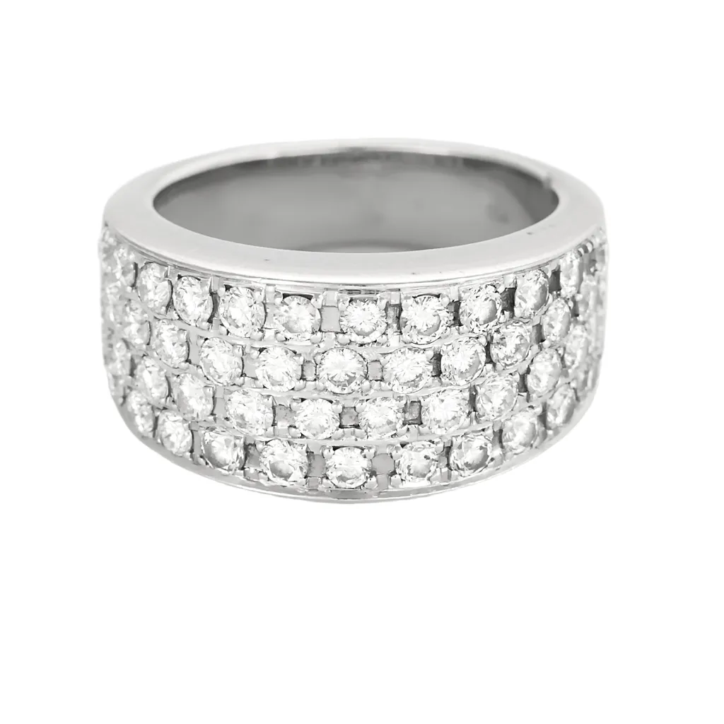 Bague bandeau en or gris et pavage diamants sold by 58 Facettes