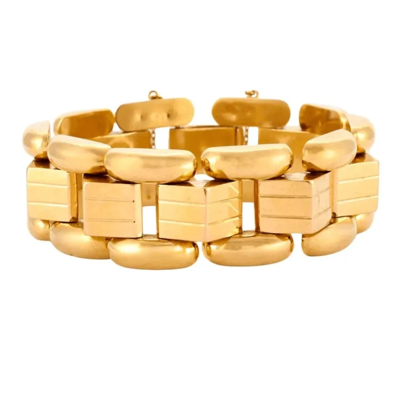 Bracelet Tank articulé en or jaune 18k sold by 58 Facettes